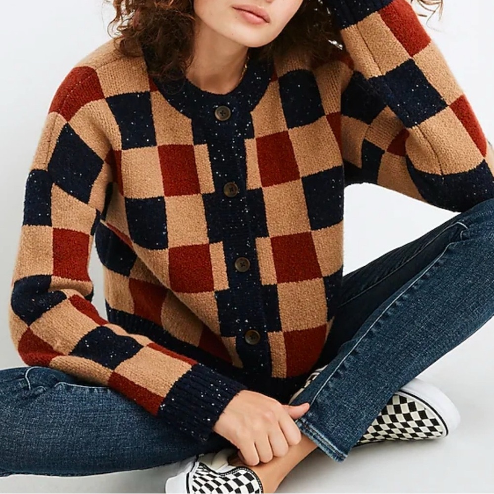 Madewell Checkered Colburne Cardigan Sweater